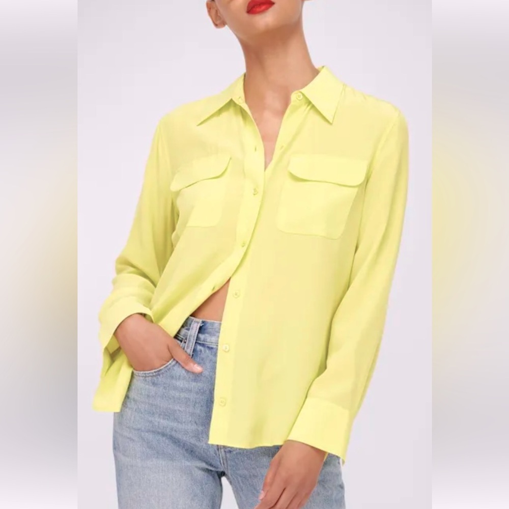 Equipment Silk Slim Signature Long Sleeve Shirt / Neiman Marcus / Small